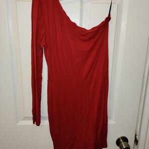 Red one shoulder romper